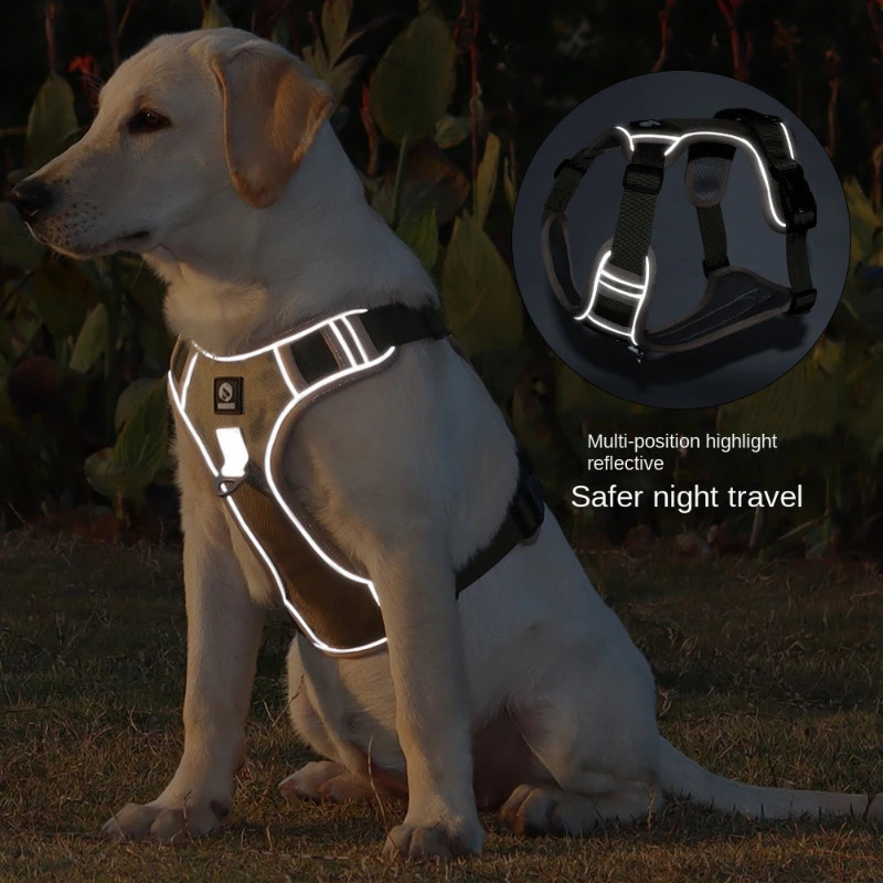 Adjustable Harness Dog Reflective Safety Training Walking Chest Vest Leads Collar For French Bulldog Pets Dogs Accessories 250213