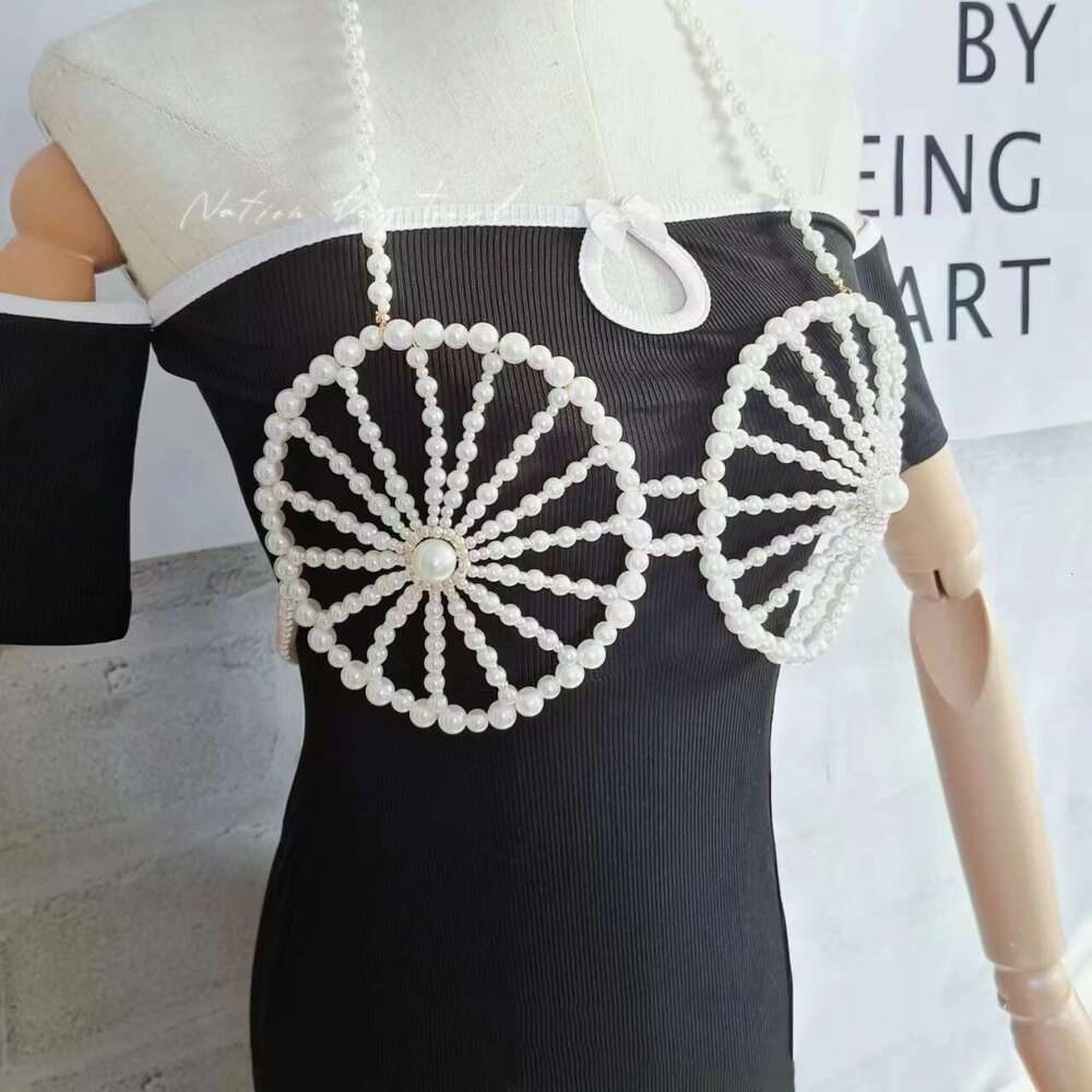 Jewelry Sexy Pearl Sg Hand-Woven Bra Night Club Fashion Birthday Party Body Chain