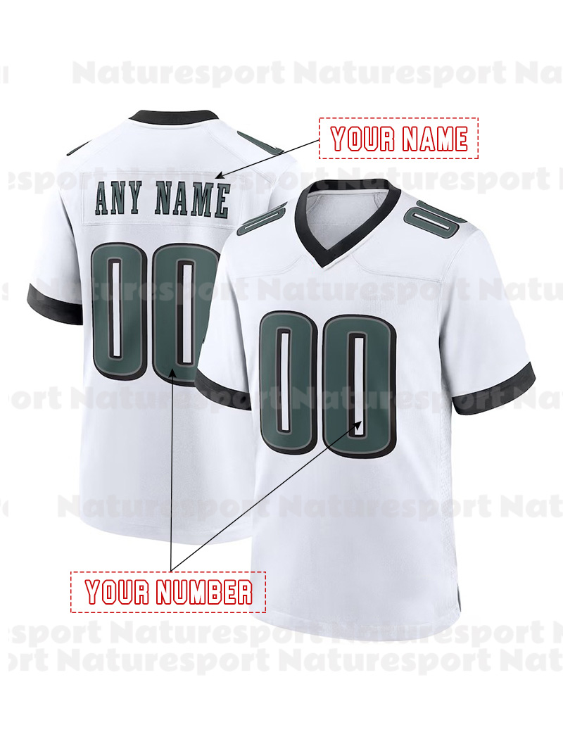 Custom Football Jersey Barkley Hurts DeJean Brown DeVonta Carter Men Women Youth Embroidered Letter Number Design Any name any number Women Youth Men