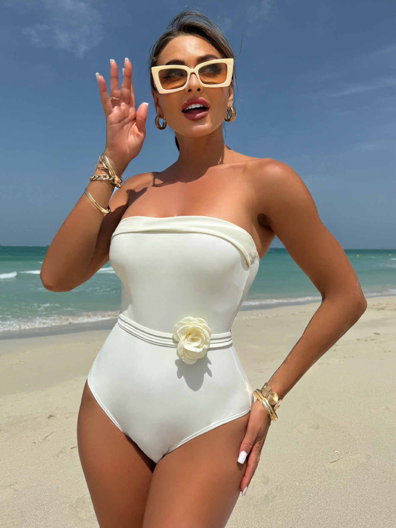 2025 New Sexy Bandage One Piece Swimsuit For Women Solid Wers Swimwear Female Bodysuit Monokini Bathing Suit Beachwear Bather