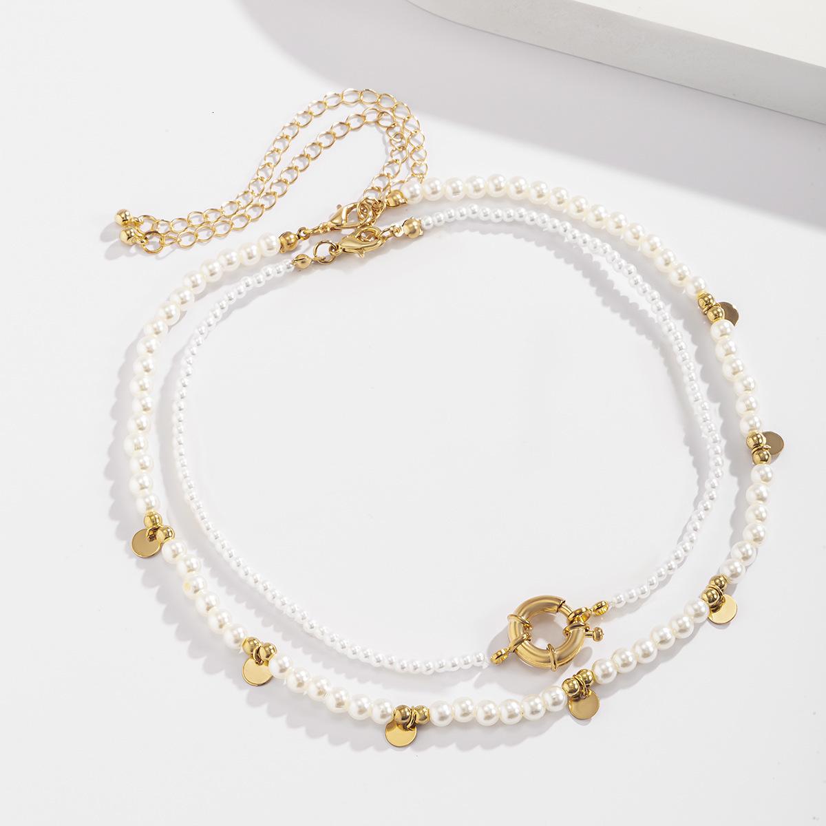 Imitation pearl hang tag pastoral rice geometric round bead necklace, snow soft fashion Woman jewelry