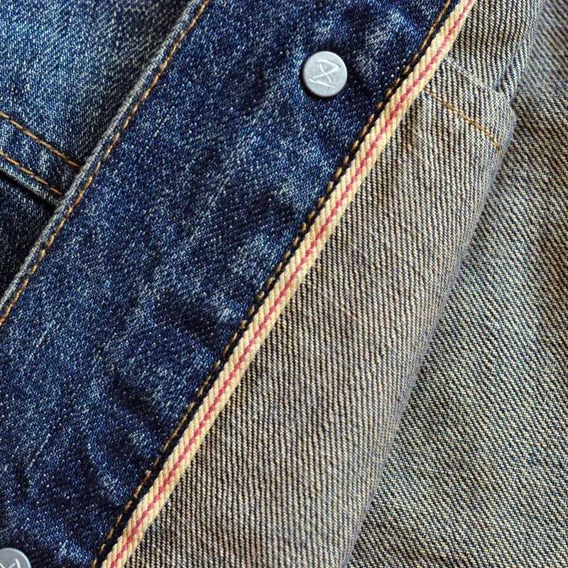 SAUCE ZHAN Distressed Denim Jacket Jean Jacket Mens Jeans Mens Selvedge Denim Motorcycle Jacket American Casual Wear X250213