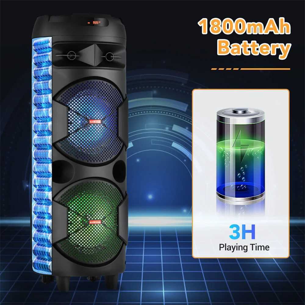 4000W Portable Speaker Dual 8 Woofer Sound System Party DJ With Microphone Remote Led Light TWS Z250213