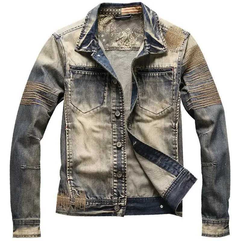Cowboy Coat for Men Autumn Korea Vintage Fashion of Fabric Casual Denim Jackets Man Low Cost Menswear Lxury Outwear Size L Joker X250213