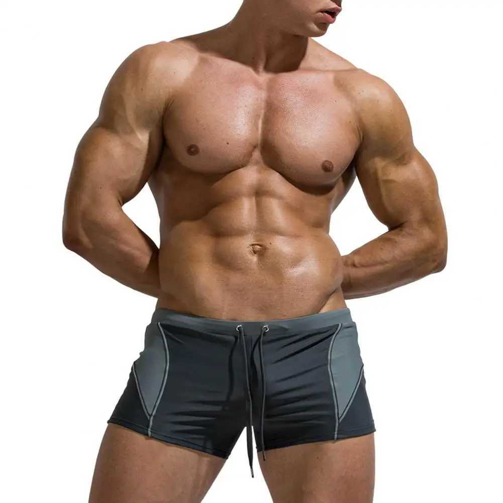 Plus Size Men Trunks Quick Dry Slim Contrast Color Bathing Boxers Surfing Water Sports Swimming Shorts Z260314