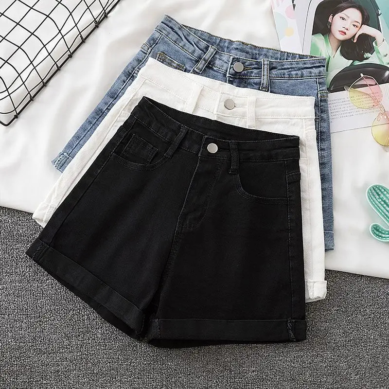 ITOOLIN Summer Women Casual Denim Shorts With Pocket Button Up High Waist A-line Jean Shorts Loose Women Office Trousers 250213