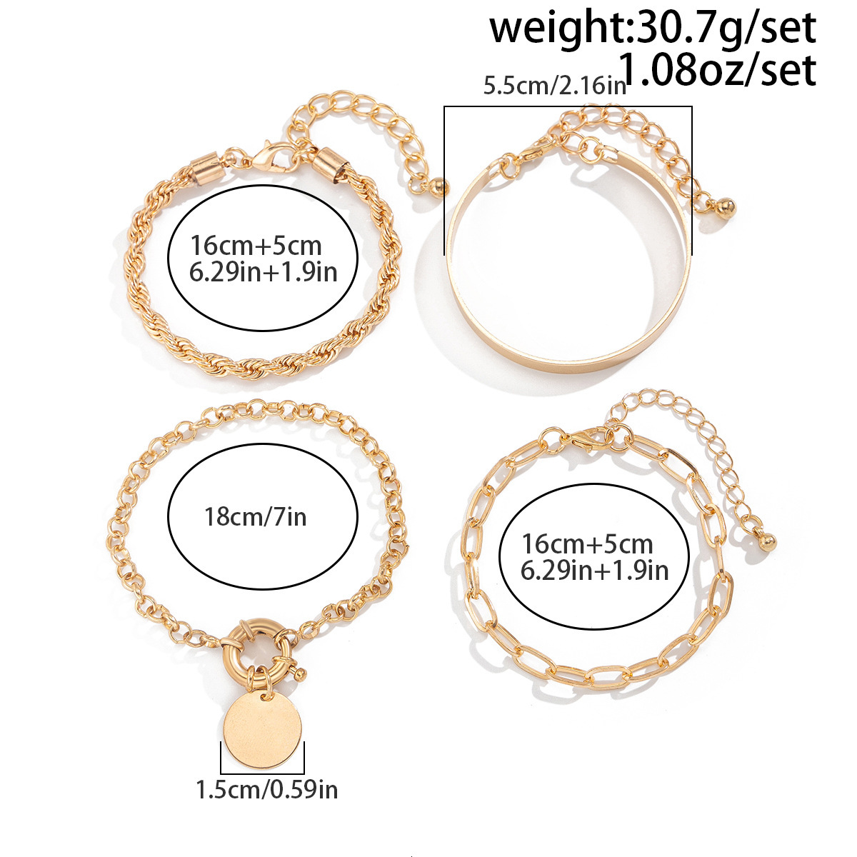 designer Personalized metallic round Bracelet set with layered style irregular bracelet, and fashion versatile