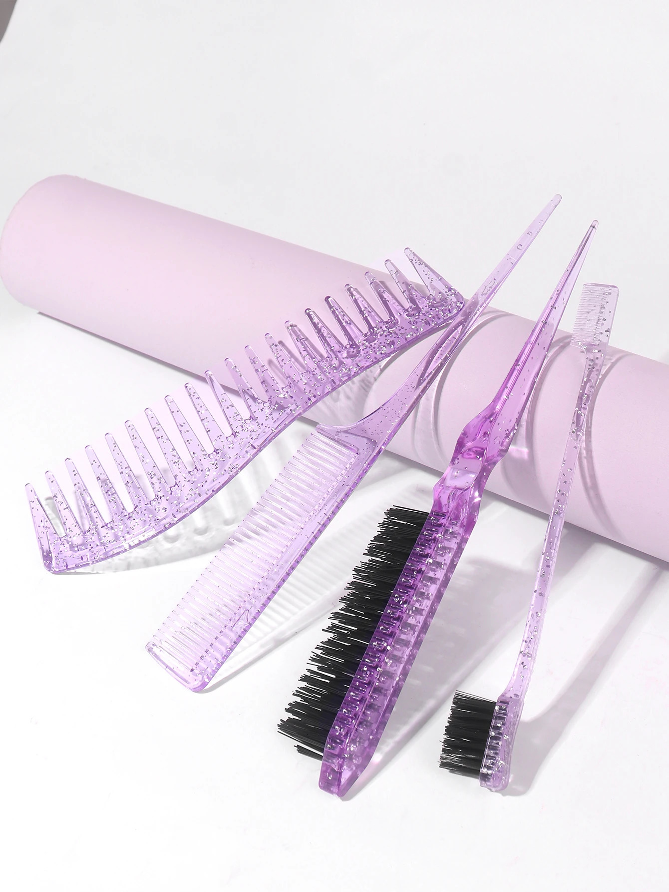 4pcs1pcs crystal double-sided edge control hair comb hairstyle hair brush accessories brush comb Special for real hair wigs 250113