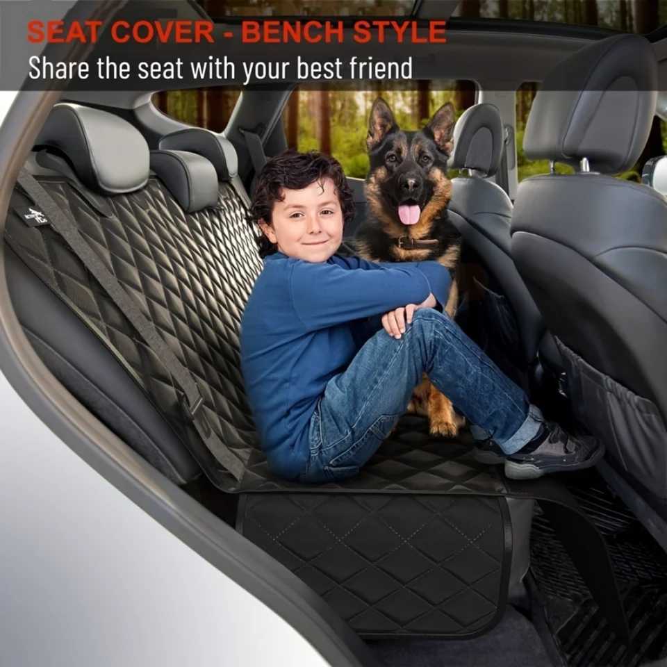 Dog Car Seat Covers Universal pet car seat cover with side flaps - waterproof pendant and bench style for rear seat protection - durable anti slip V-s