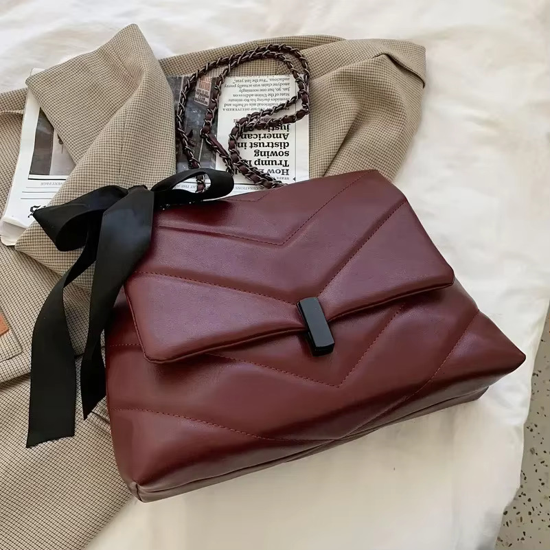 Autumn/Winter Simple And Fashionable Women's PU Leather Small Fragrance Style Single Shoulder Crossbody Chain Tote Square Bag