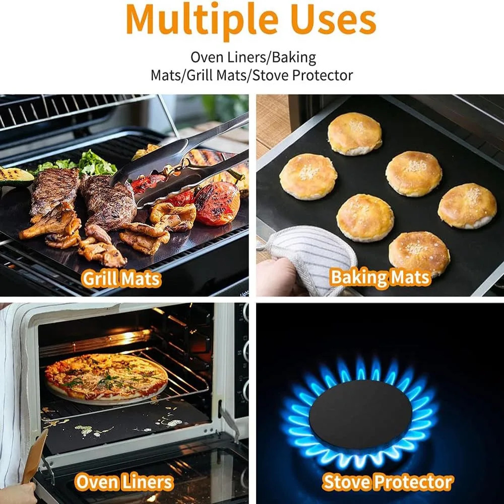 Oven Liners for Bottom of Electric Gas Oven Reusable Non-Stick Protector Mat Heat Resistant Grill Mats 33X40cm 250213