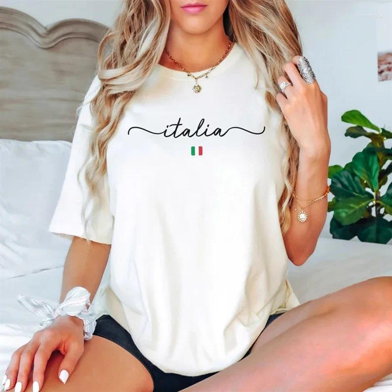 Womens T Shirts Italy Trend Summer Womens Cotton Print Streetwears Oversized Hip Hop Fashion Tees Cool Unisex Shirt