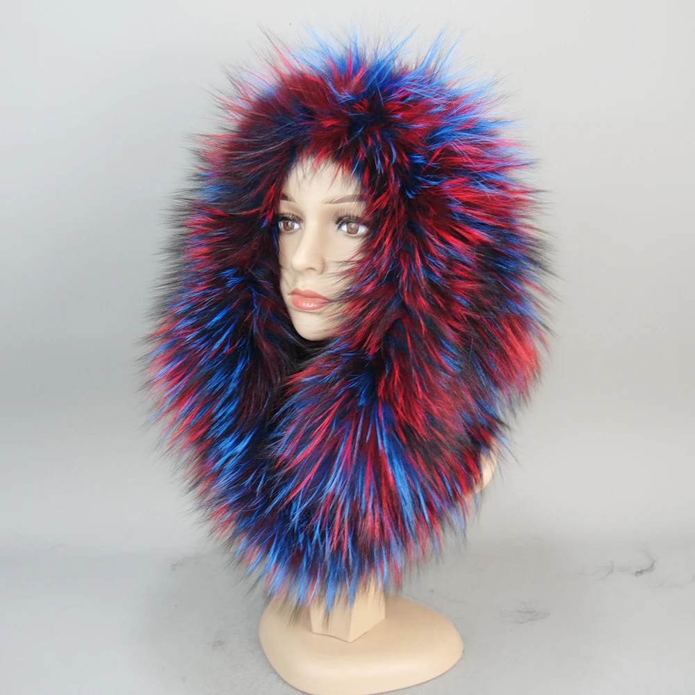 Fashionable Genuine Large Female Fur Hat Hood Volume Hats For Women Winter Warm Novelty Knitted Scarf 250118
