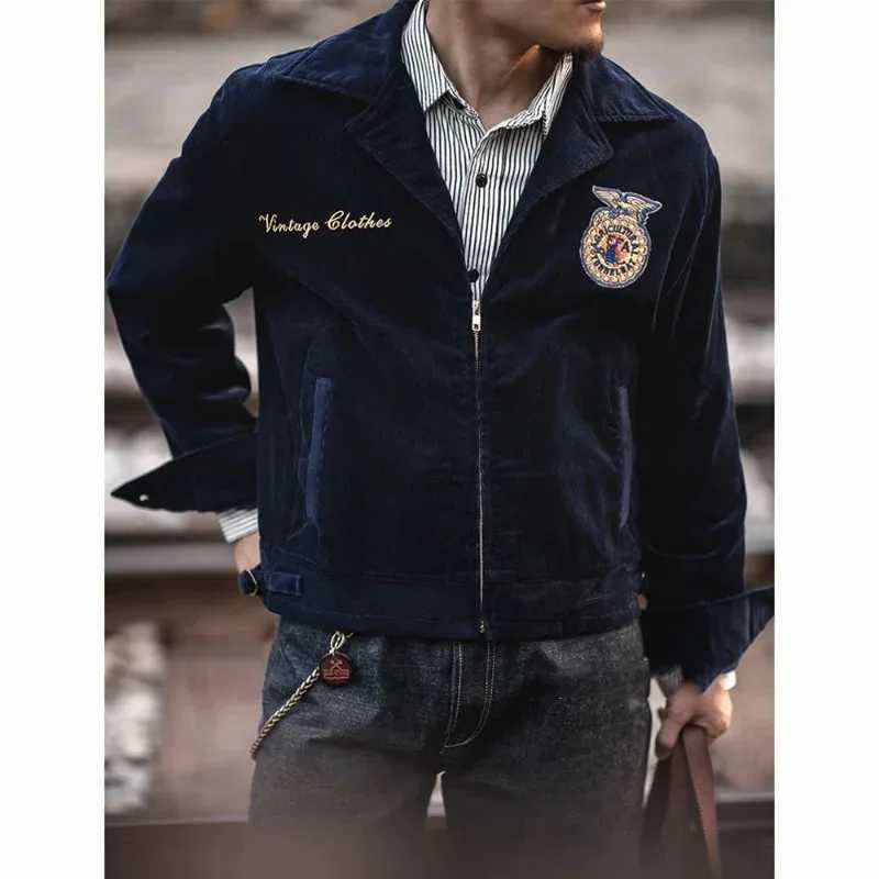 Vintage FFA Work Jacket Mens Retro Corduroy Embroidered Tooling Bomber Jackets Fashion Outdoor American Tactical Motorcycle Coat X250213