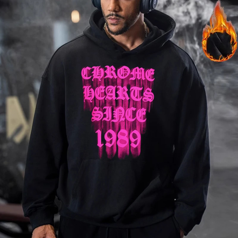 Autumn European and American Sanskrit Letter Printing Mens and Womens Pure Cotton Terry Hooded Sweater Street Hip Hop Hoodie 250210