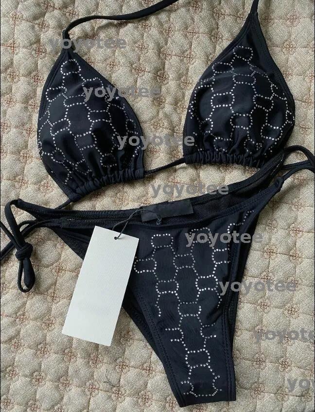 2025 Stéroïque de mode de mode de maillots de bain pour femmes Swimsuit haut de gamme Bikini de luxe, diamant noir rose noir