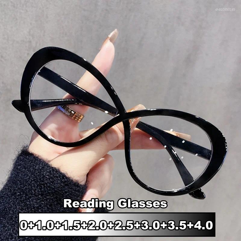 Sunglasses Unisex Fashion Oversized Reading Glasses Men Women Vintage Cat Eye Presbyopia Plus Prescription Far Sight
