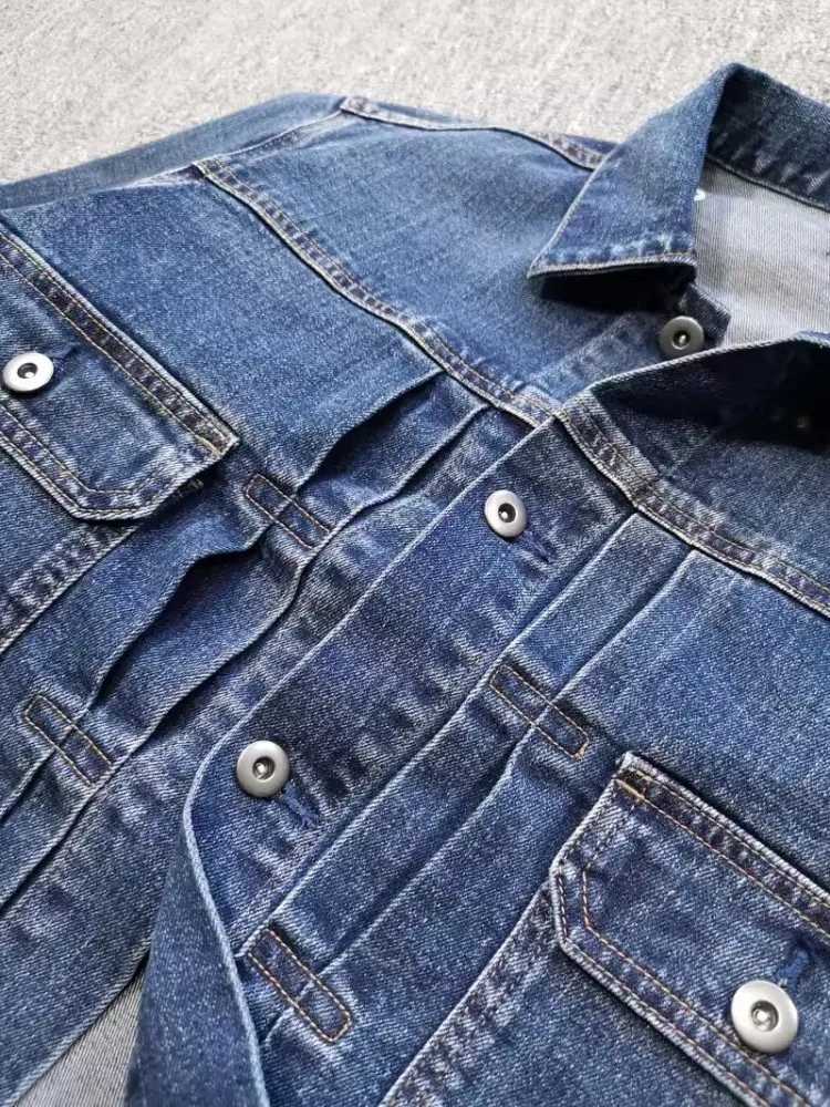 Vintage Mens Pockets Single Breasted Denim Jacket Lapel Collar Safari Style Cargo Coat Casual Spring Autumn Loose Cowboy Jacket X250213