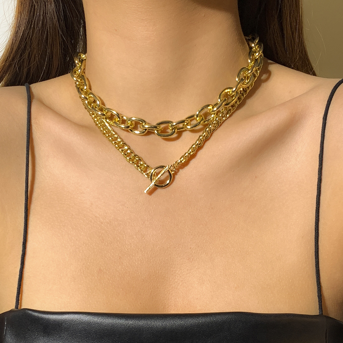 Fashion Street Photo OL Multi layered Cross Chain with Hip Hop Trendy Metal Necklace Woman Snow Soft Jewelry