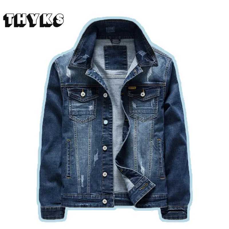New mens denim jacket with retro classic style motorcycle and Bickel winter jacket mens ultra-thin elastic cotton casual jeans mens spring jacket X250