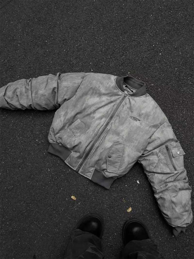 Retro wilderness style jacket with pleated design flying jacket baseball set cotton set American park hip-hop winter jacket X250213