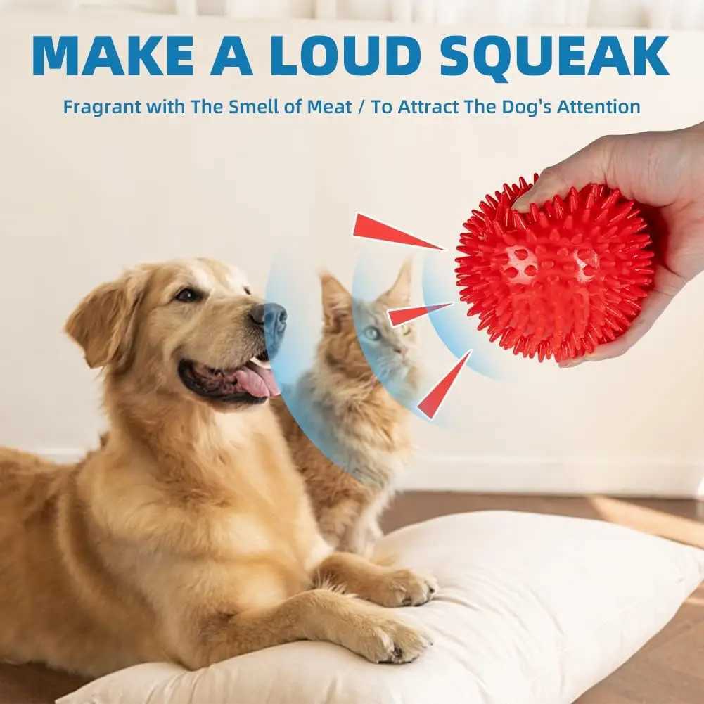 1/36pcs Squeaky Dog Toys Spiky Dog Balls Clean Teeth and Gum Health for Your Pet Squeaker Ball Toys for Aggressive Chewers Y250705