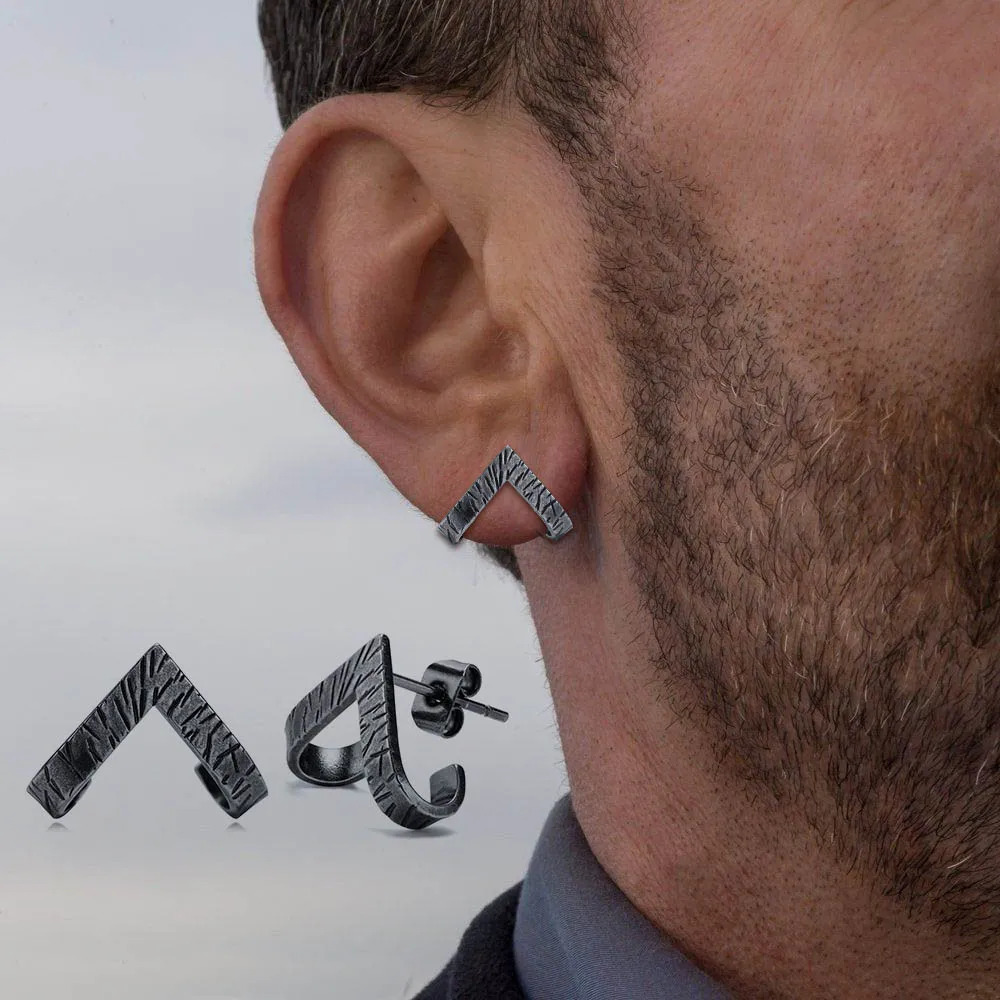 Stud Earrings Men Wrap EarringStainless Steel Geometric Triangle Earring Birthday Gift for Him Jewelry 250114