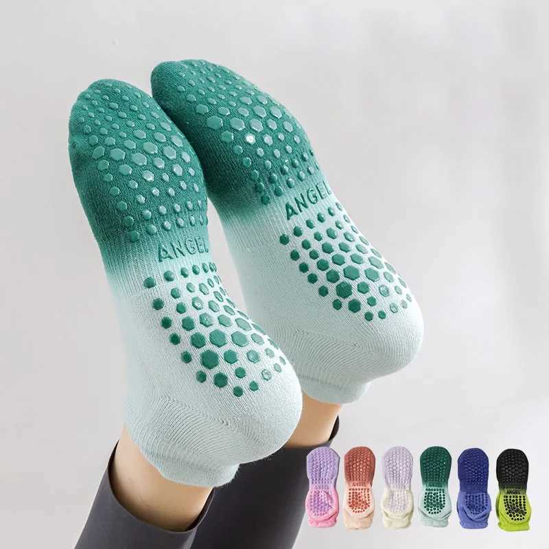 Yoga Socks Women Cotton Gradient Silicone Non-slip Grip Towel Low-ankle Pilates SockXJ250213