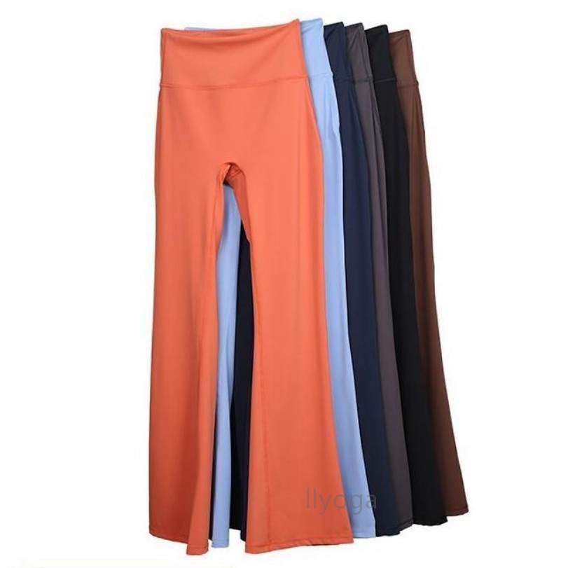 Align Women Yoga Flared Pants Solid Color Nude Sports Waist Tight Flare Pants Fitness Loose Jogging Sportswear ladies Nine Point Flared Pant High Quality Leggings