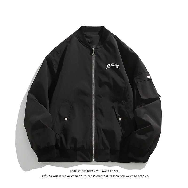 Mens workwear jacket lightweight pilot bomber jacket hip-hop street autumn spring outdoor jacket casual printed windproof jacket X250213