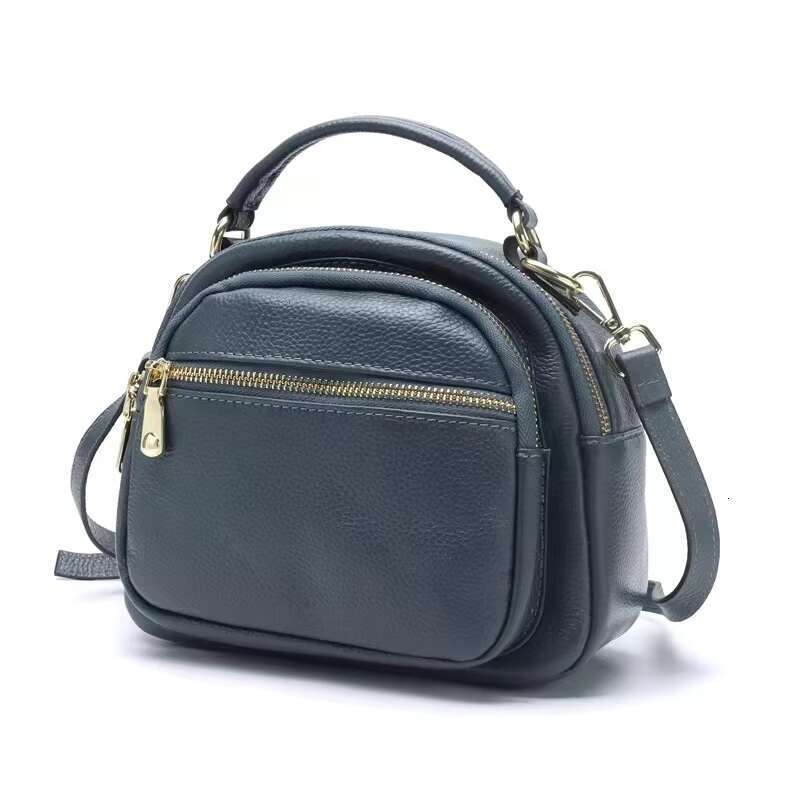 Genuine Leather Fashionable Simple Messenger Bag New Versatile Cowhide One Shoulder Handheld Round Multi Tier Small