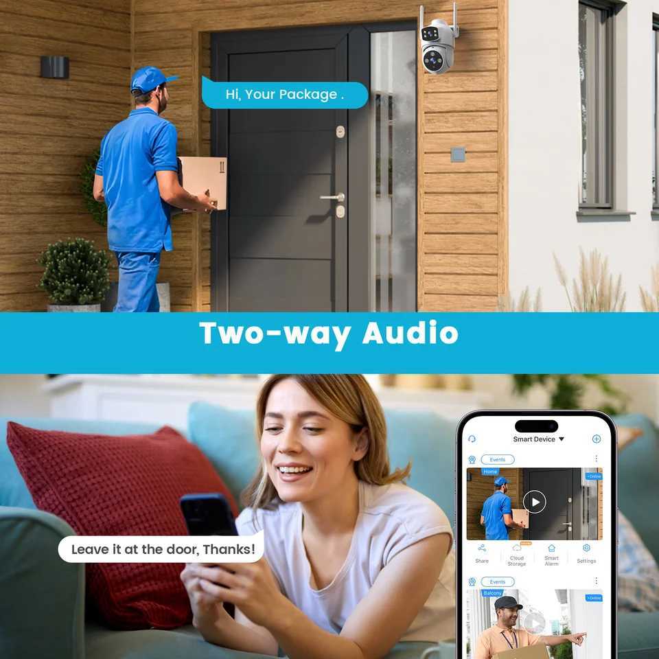 Smart Home Security System XVIM 8MP WIFI Camera Dual Lens Wireless PTZ Camera Motion Detection Full Color Night Vision Outdoor Security Surveillance C