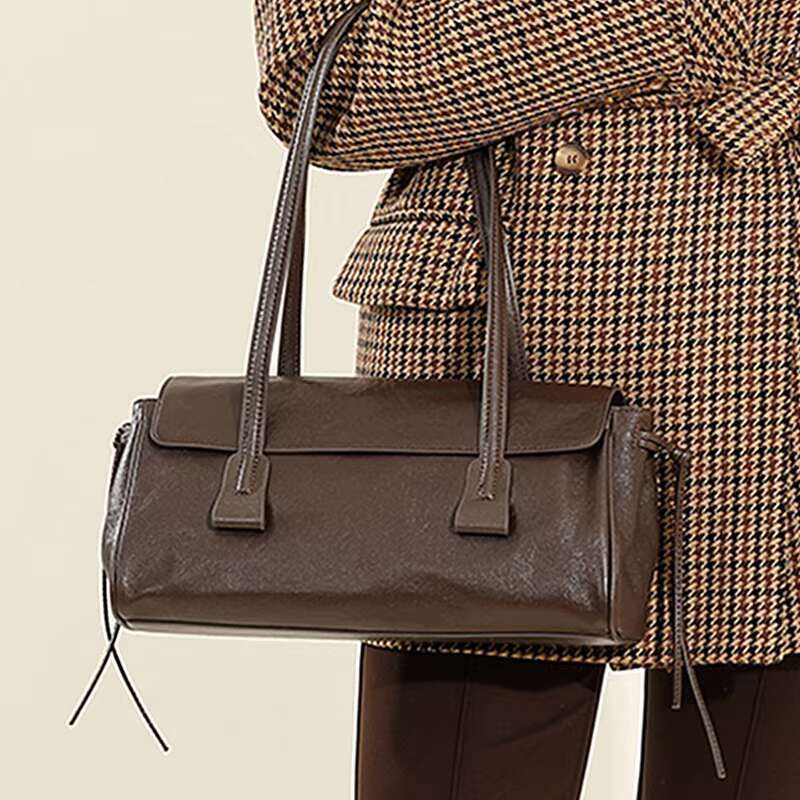 Toptrends Cow Genuine Leather Underarm Shoulder Bags For Women 2025 Designer Satchel Purses Pillow Tote Ladies Handbags