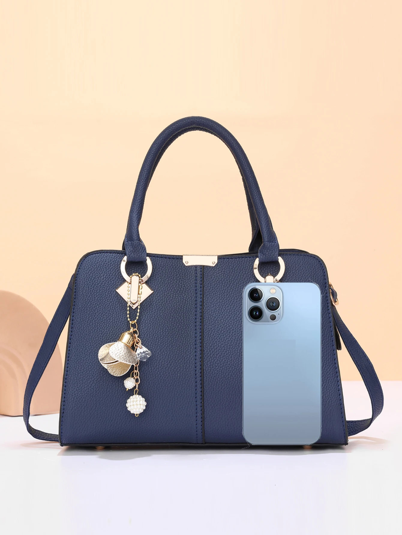 1pc Stylish Large Capacity Tote Handbag - Durable PU Leather Casual Chic Versatile Shoulder Crossbody Bag 250207