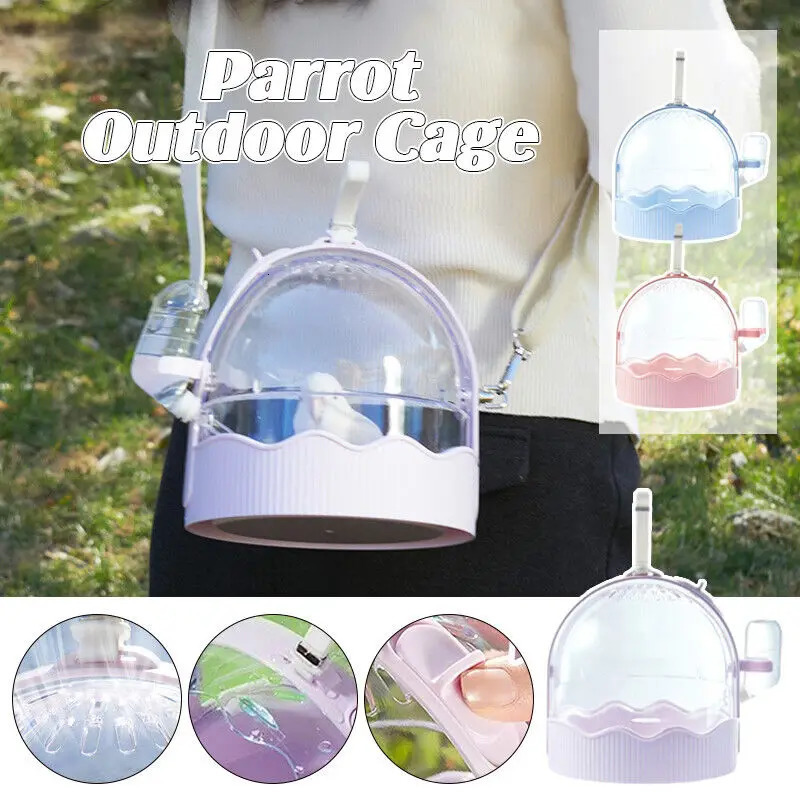Portable Clear Bird Carry Case Transport Cage Parrots Travel Outdoor Safe Door Lock Small Pet Accessories Breathable Bag 250206