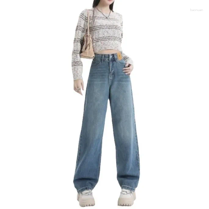 Women's Jeans Straight-Leg Loose-Fit Spring Autumn/Winter 2025 High-Waisted Slimming Petite Wide-Leg Dragging Pants