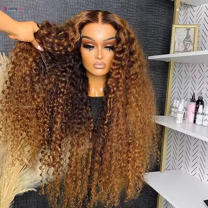 Brown 613 Ombre Human Hair Wigs 13x4 wavy full hd Lace Front Humain Hair Wigs for Black Women Brazilian Lace Part Curly Wigs Remy Hair
