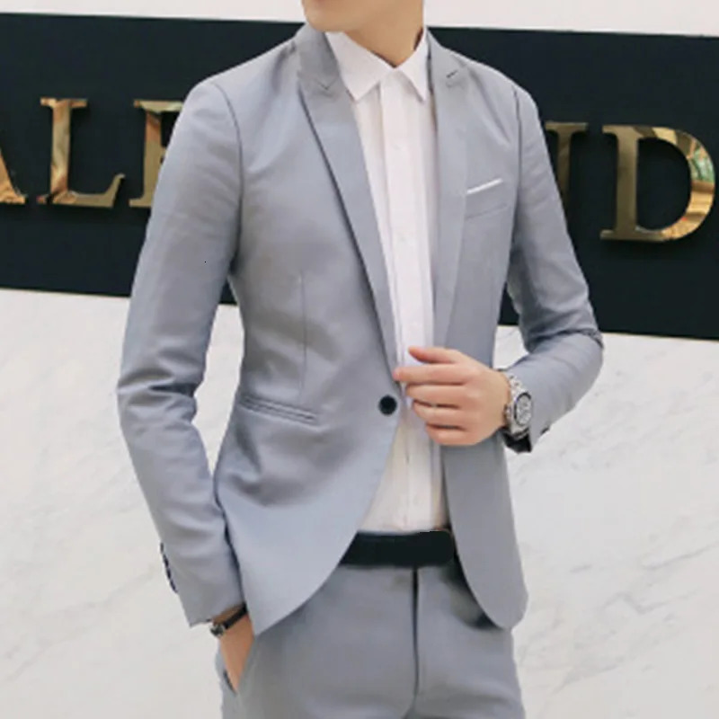 Spring Autumn Fashion Men Slim Formal Solid Button Lapel Long Sleeve Pockets Back Slit Suit Business Coat jacket Blazer 250210