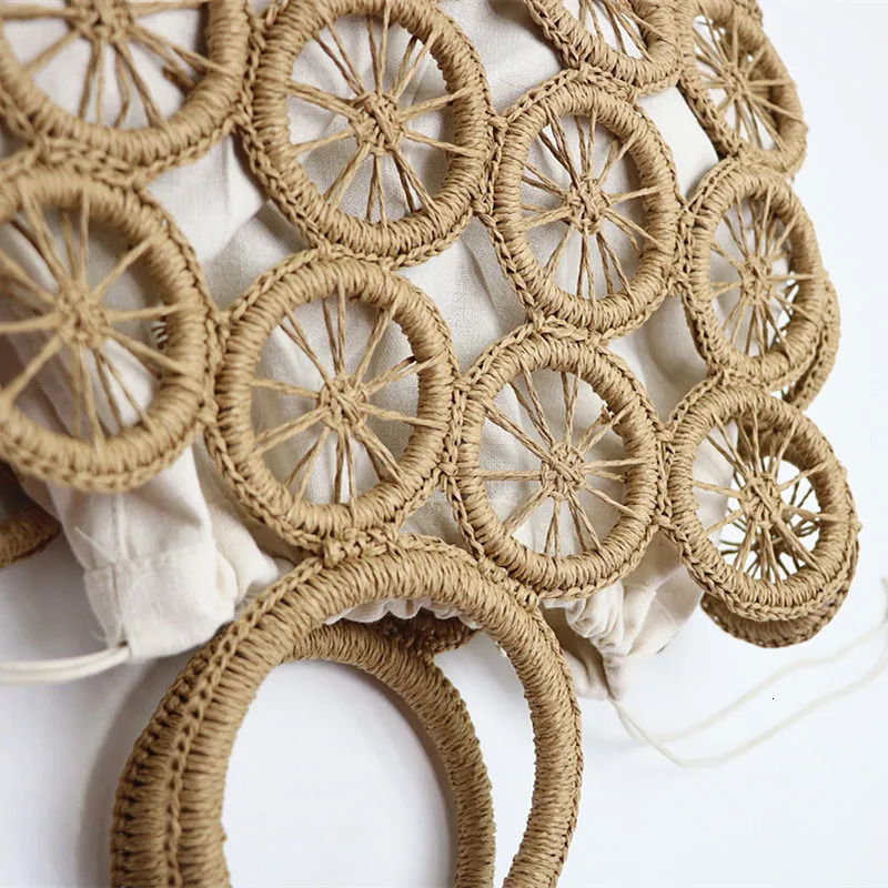 Fashion Rattan Hollow Straw Bags Wicker Woven Women Handmade Handbags Summer Beach Travel Shoulder Bags Casual Lady Bali Purses 250207