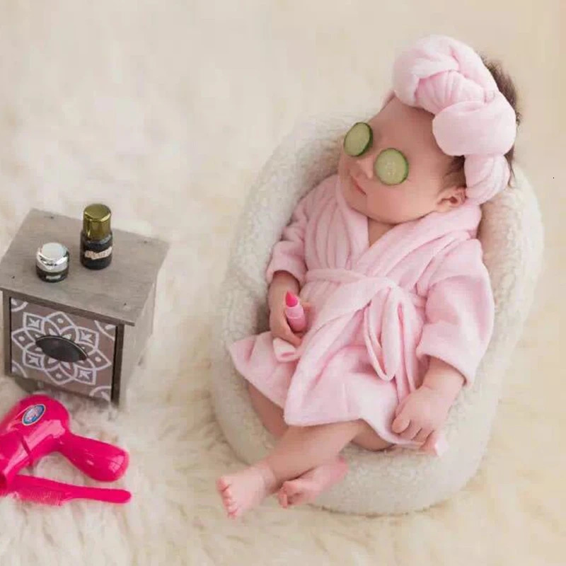 Baby Bathrobes Bath Towel Solid Color Warm Suit born Pography Outfits for Po Shoot Accessories 250208