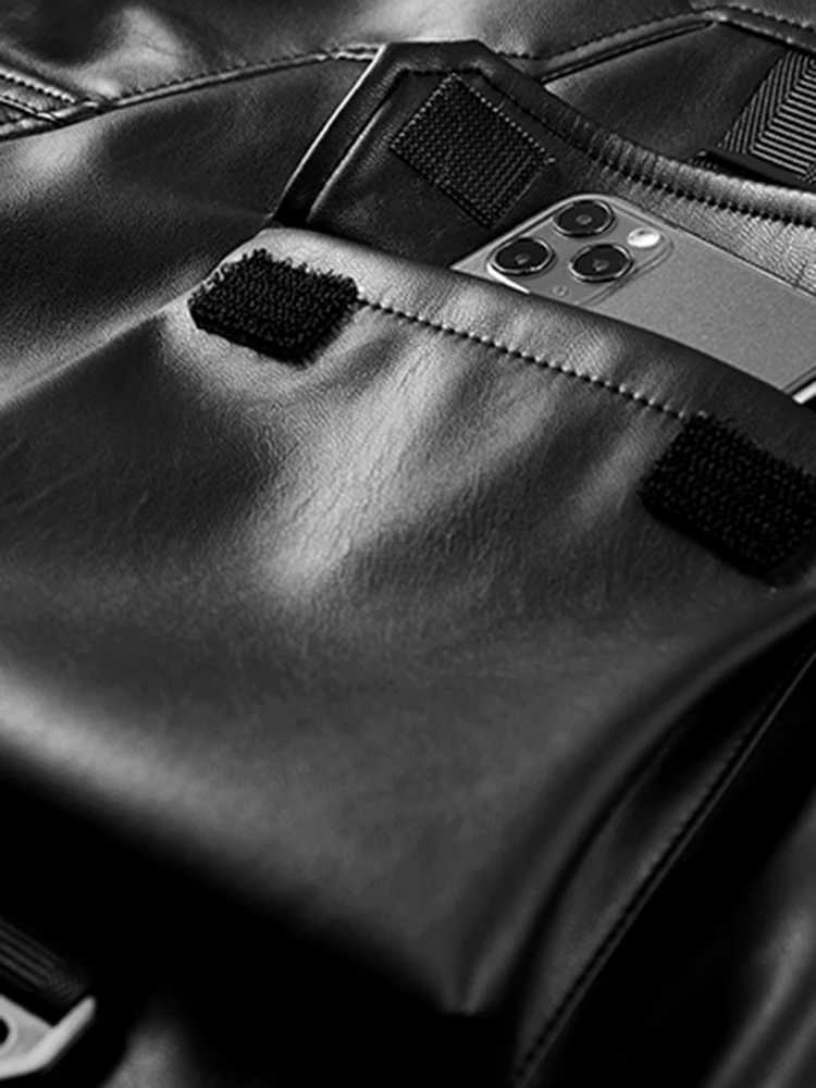 Mauroicardi Spring Autumn Oversized Cool Pu Leather Bomber Techwear Jacket Men with Many Pockets Luxury Designer Clothes 2023 X250213