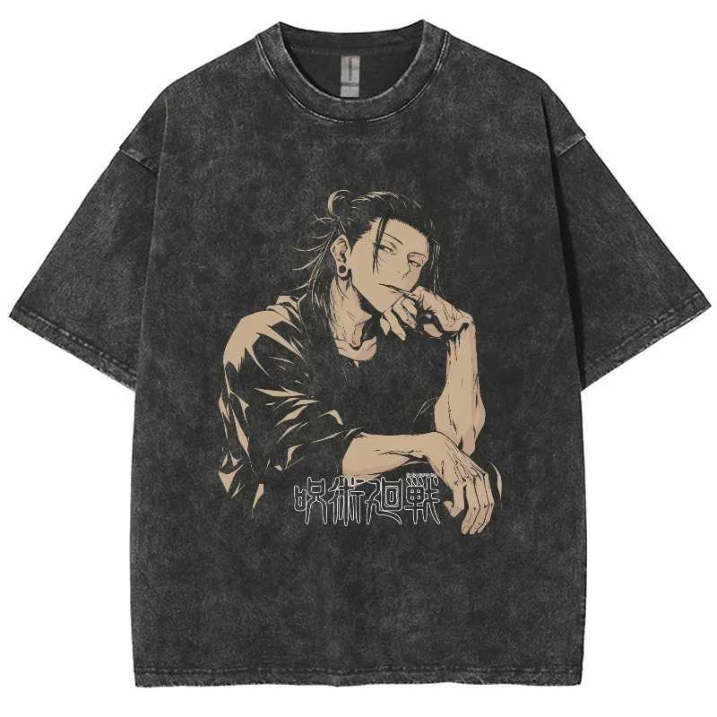 Anime Jujutsu Kaisen Gojo Satoru T Shirts Washed Men Women Cotton Harajuku T-Shirts Ryomen Skirts Retro for Men Women Tops Ts X250213