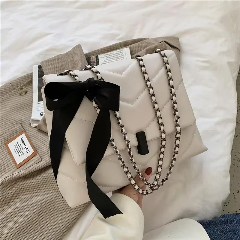 Autumn/Winter Simple And Fashionable Women's PU Leather Small Fragrance Style Single Shoulder Crossbody Chain Tote Square Bag