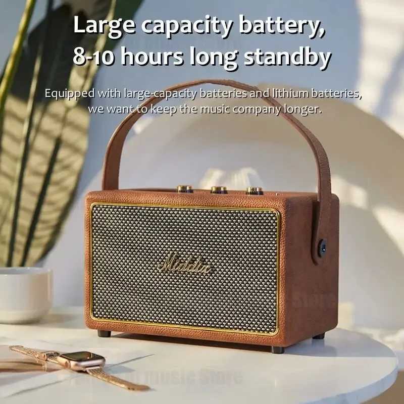 30W portable retro wood PU outdoor home music Altavoz high-power wireless speaker USB card reader AUX Caixa De Som Z250304