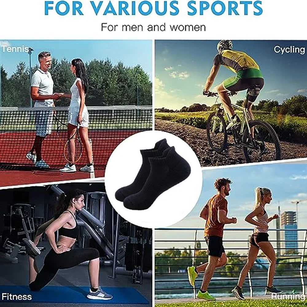 A Pair Mens Ankle Socks with Cushion Low Cut Athletic Running Sock Men Women Cotton Sport Wicking Work Black White GreyXJ250213