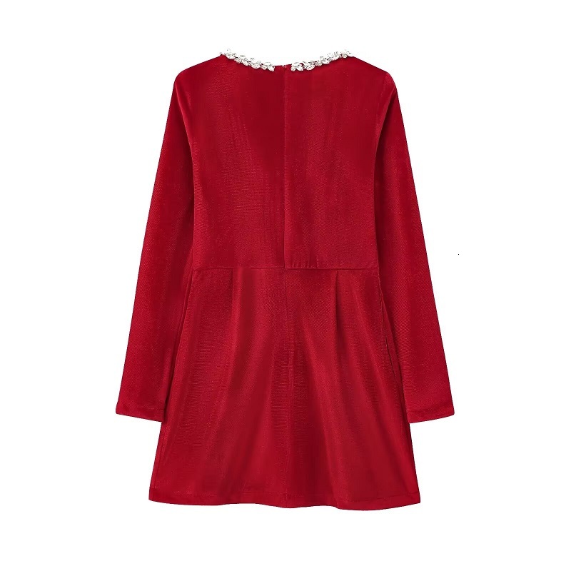 Red Veet Mini Rhie Fairy Short For Women Vintage Evening Womens Dresses Long Sleeve Dress Woman