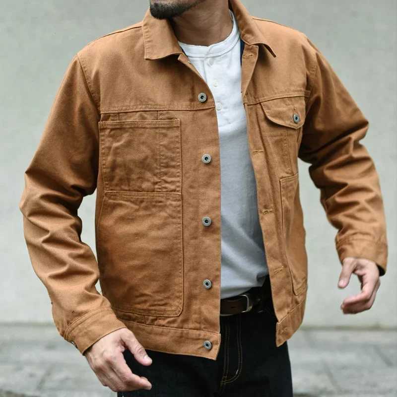 Sauce Zhan Mens Jacket Short Lined Cruiser Jacket Vintage Oil-free Wax Canvas Work Jacket Regular Fit X250213