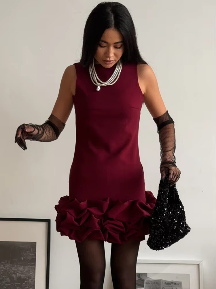 Trendix Women Bury Sleeveless 2025 Fashion Patchwork Ruffle Short Dresses Femme Party Club Sexy Backless Mini Dress