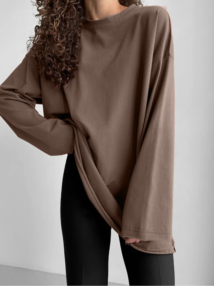 Hirssionsan Basic O-neck 100% Cotton T-shirt for Women Loose and Large Zipper Fashion Custom T-shirt for Women Top for Women Dress in 11 Colors 250208