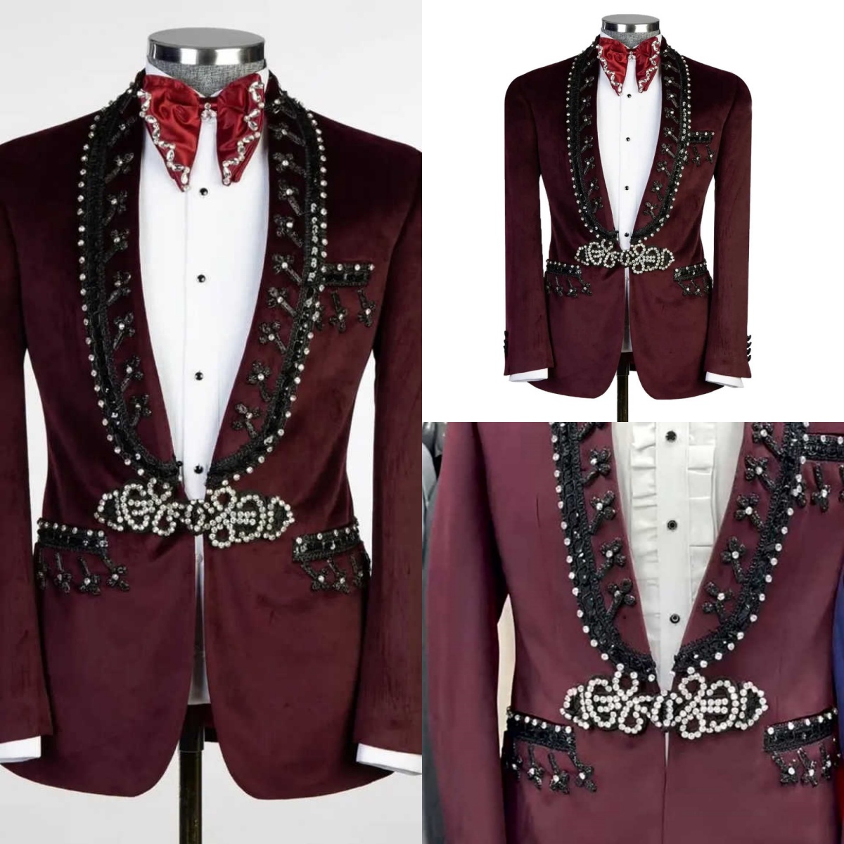 Luxury Wedding Tuxedos Beaded Appliques Double Breasted Men Suits Shawl Lapel 1 Piece Set Jacket Business Groom Blazers Customized